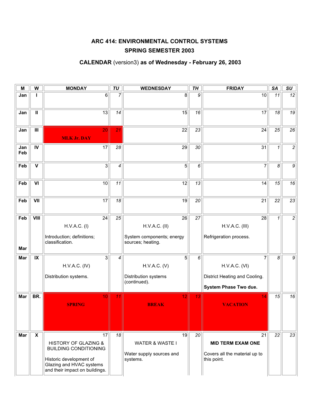 Arc 414: Environmental Control Systems