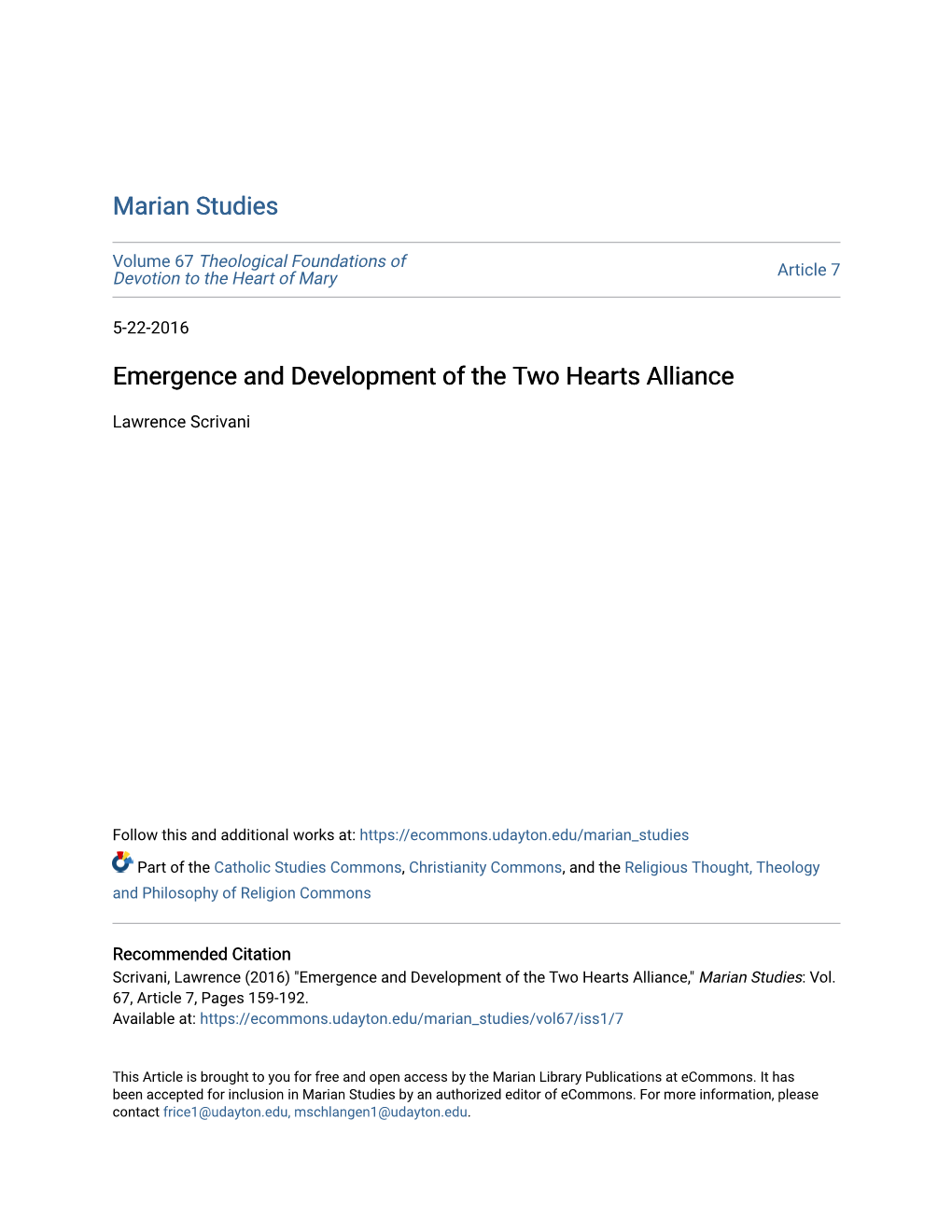 Emergence and Development of the Two Hearts Alliance