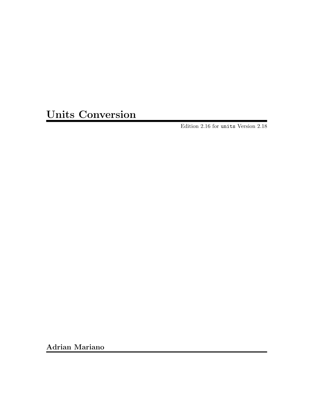 Units Conversion Edition 2.16 for Units Version 2.18