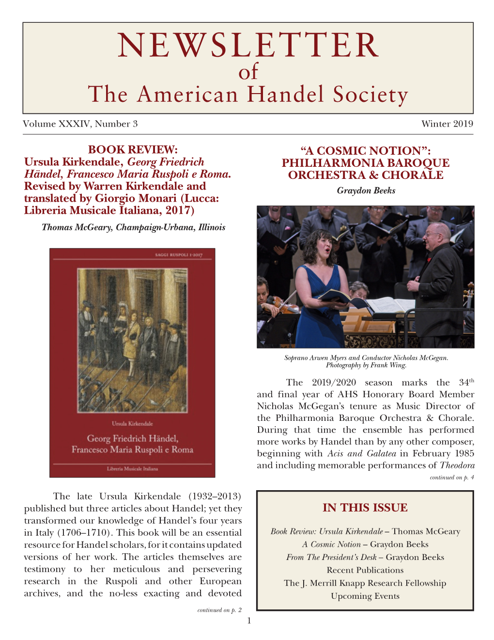 NEWSLETTER of the American Handel Society