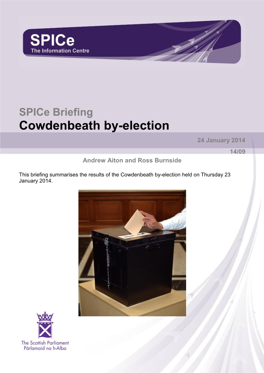 SB 14-09 Cowdenbeath By-Election