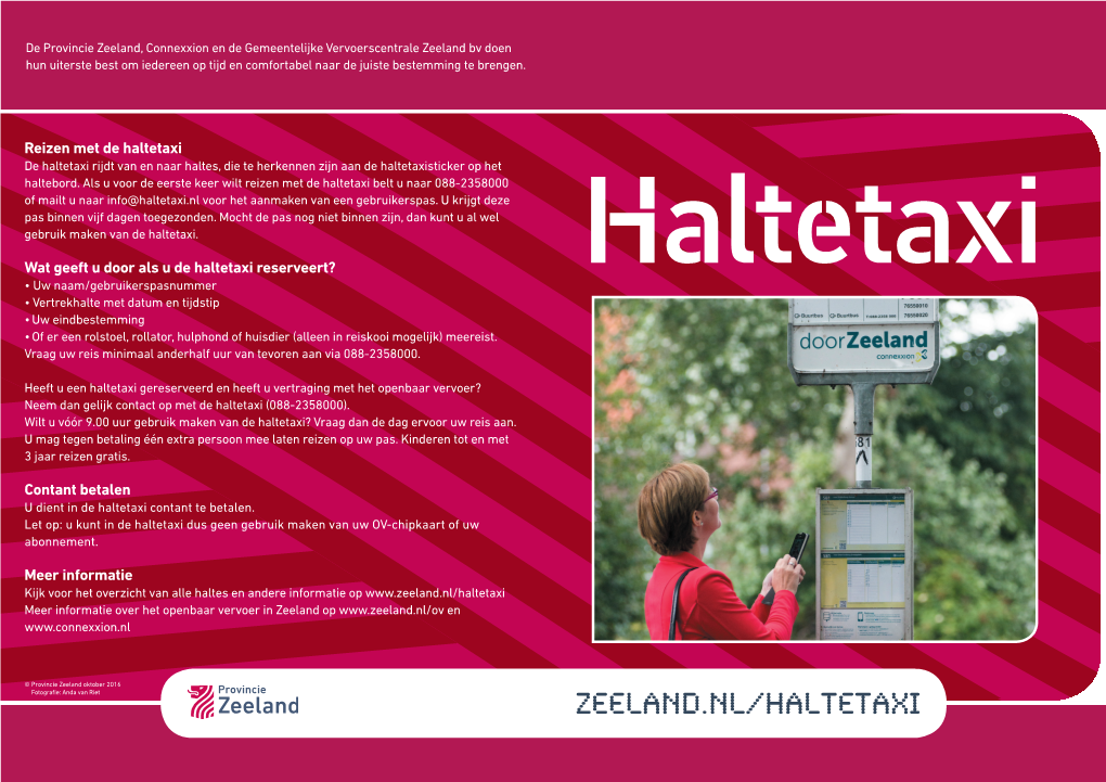 Zeeland.Nl/Haltetaxi Meer Informatie Over Het Openbaar Vervoer in Zeeland Op En