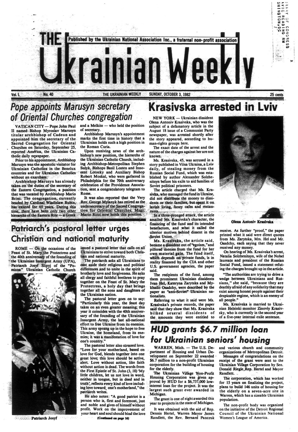 The Ukrainian Weekly 1982, No.40
