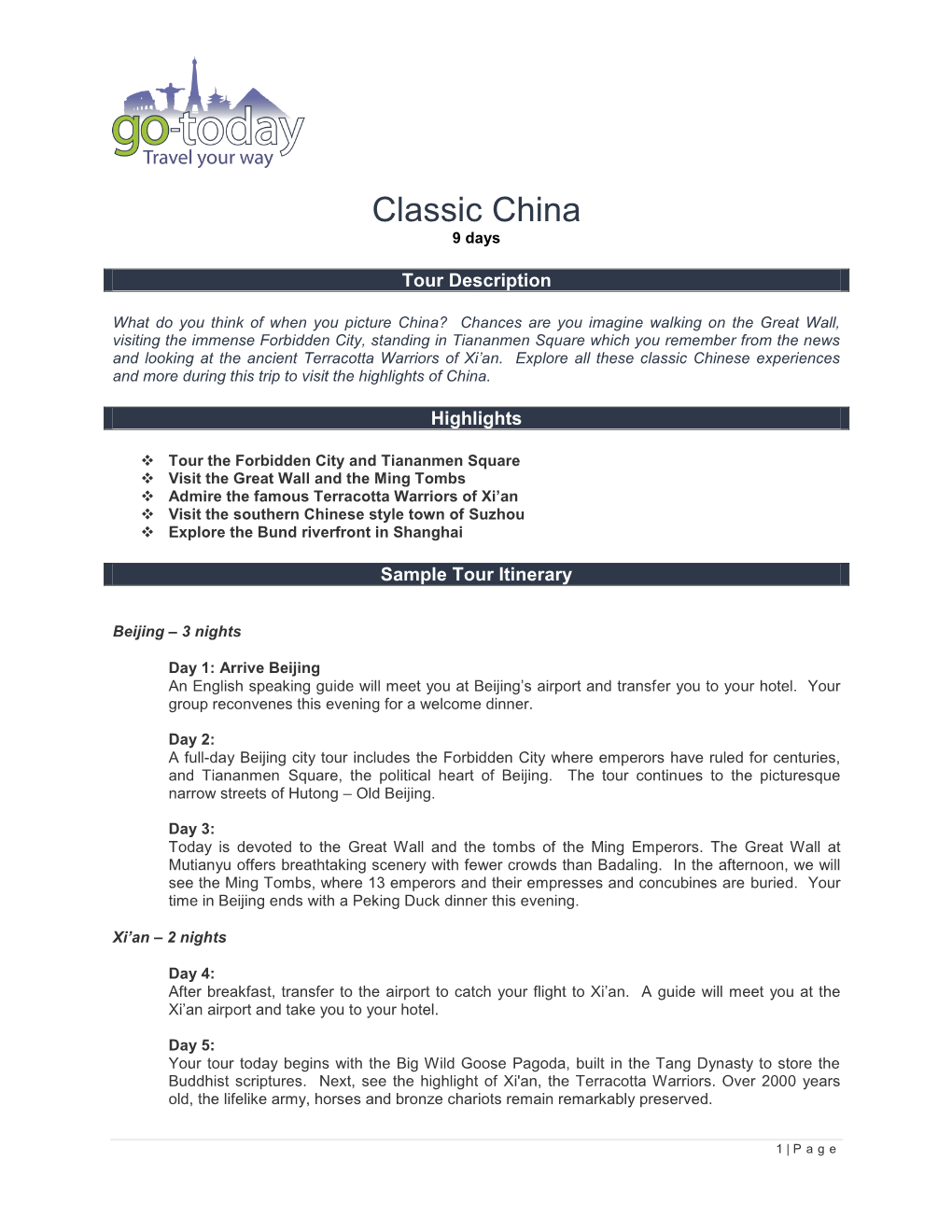 Classic China 9 Days