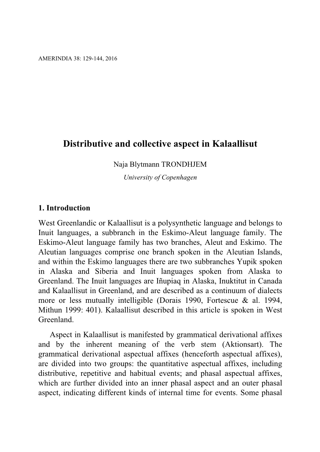 Distributive and Collective Aspect in Kalaallisut