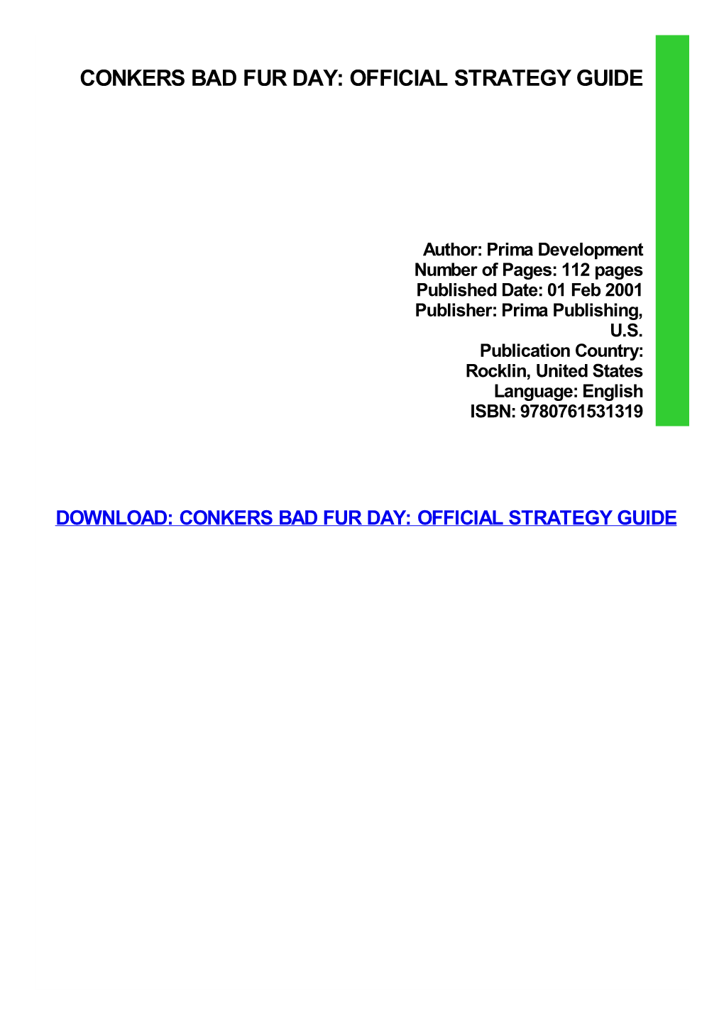 Conkers Bad Fur Day: Official Strategy Guide Ebook