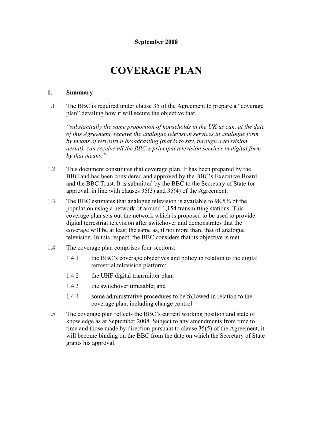 Coverage Plan