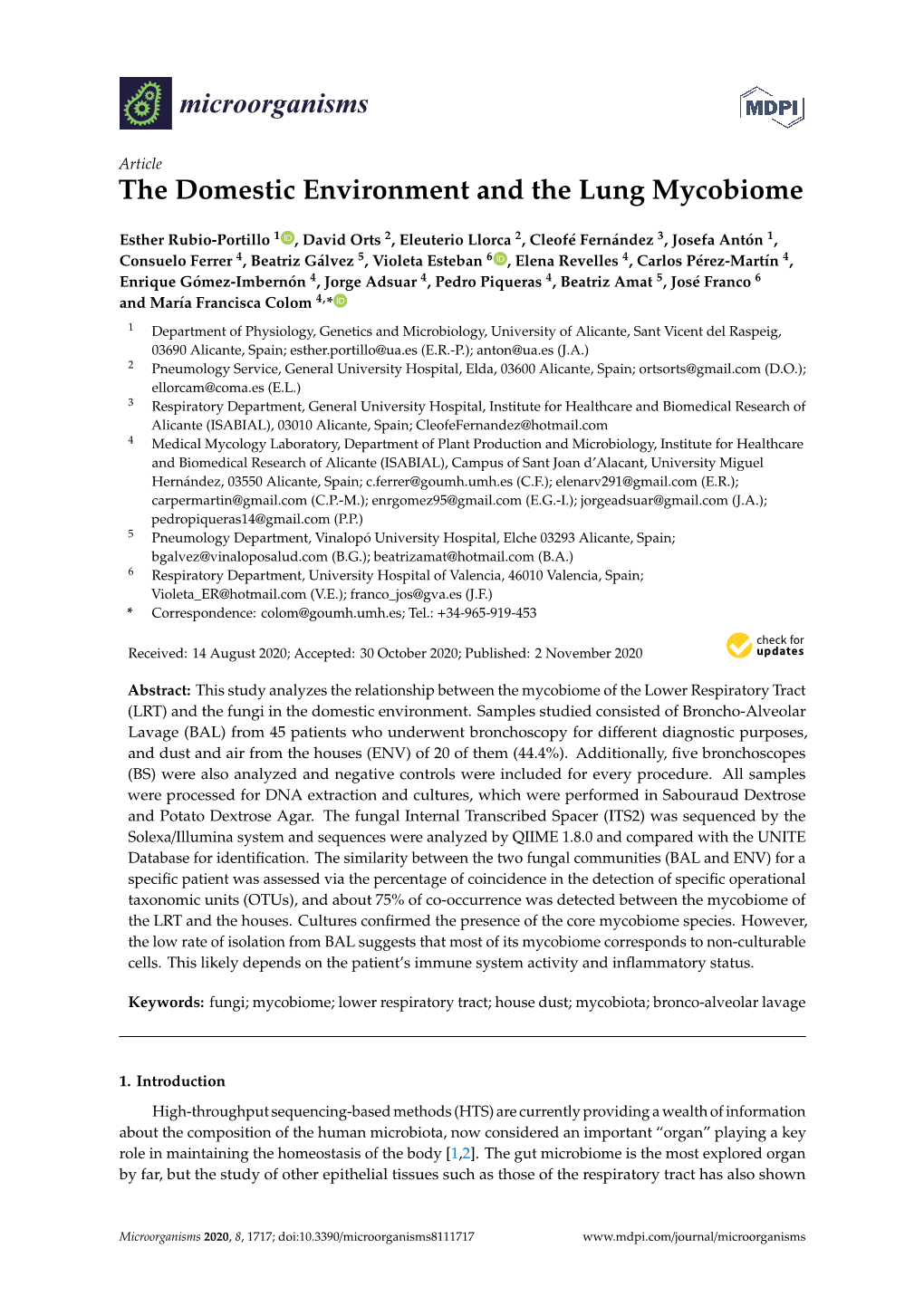 The Domestic Environment and the Lung Mycobiome