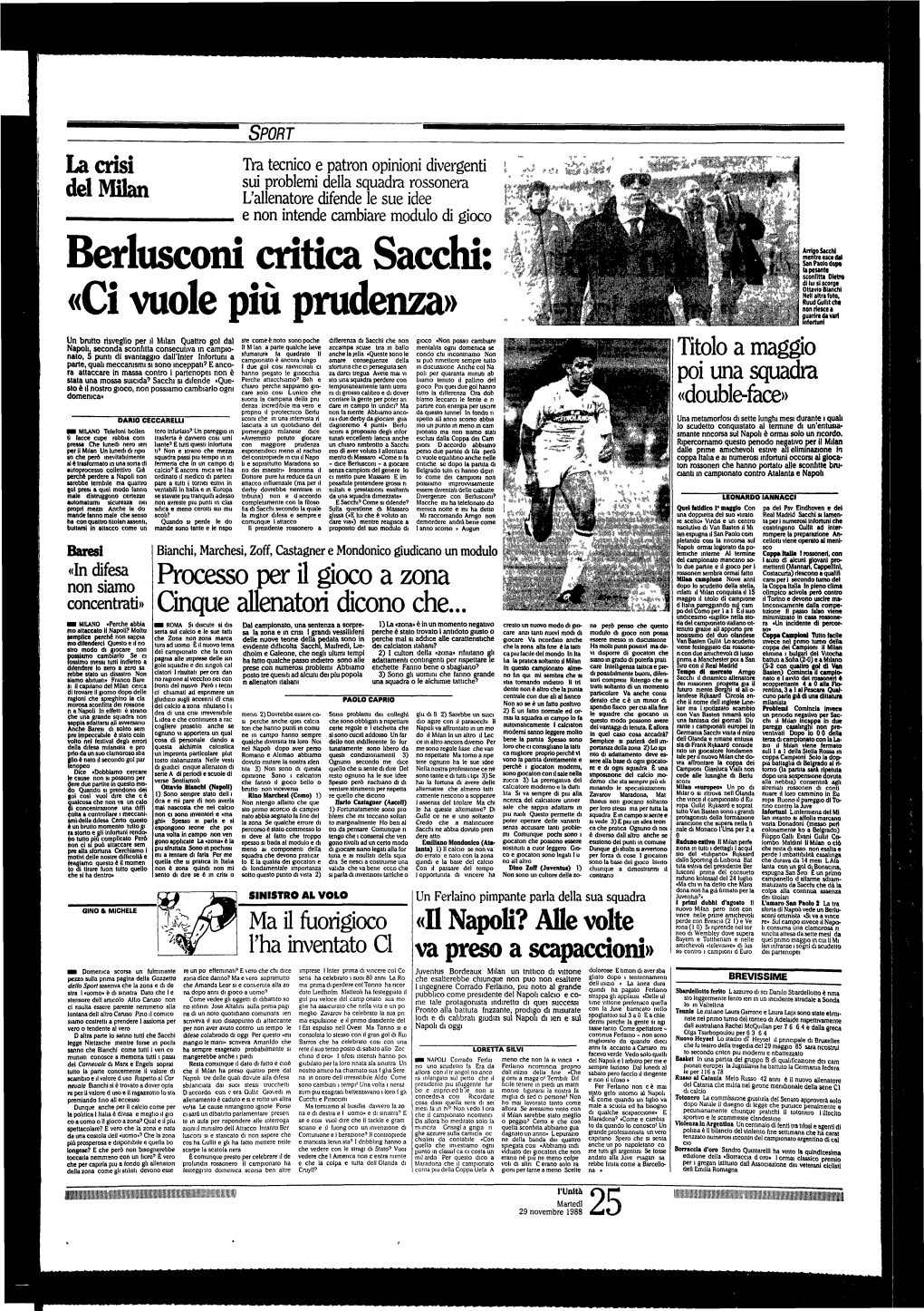 Berlusconi Critica Sacchi