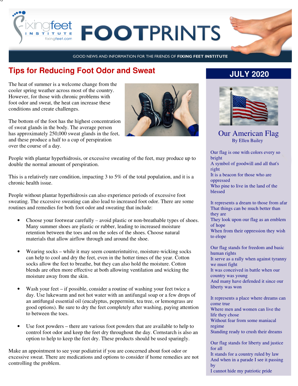 Reducing Foot Odor and Sweat