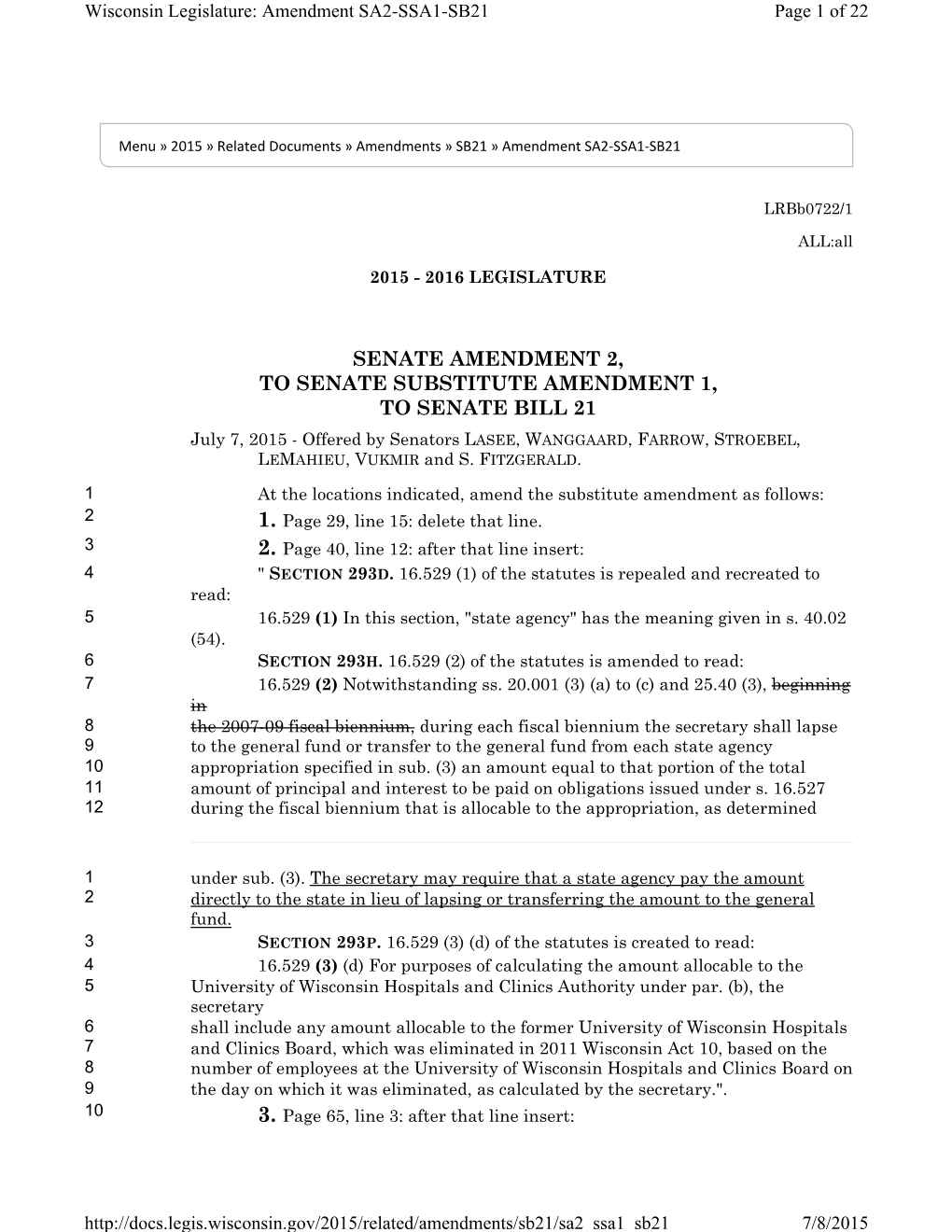 Senate Substitute Amendment 2 to Senate Bill 21