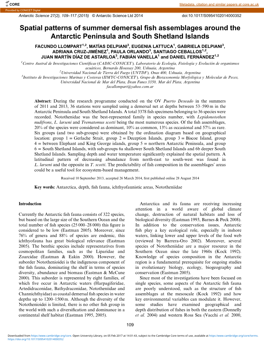 Spatial Patterns of Summer Demersal Fish Assemblages Around The