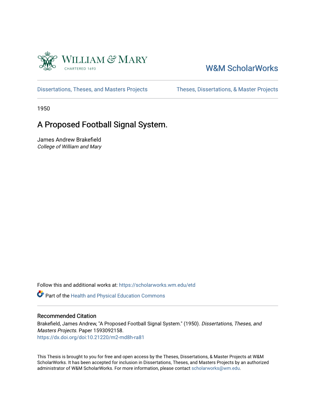 A Proposed Football Signal System