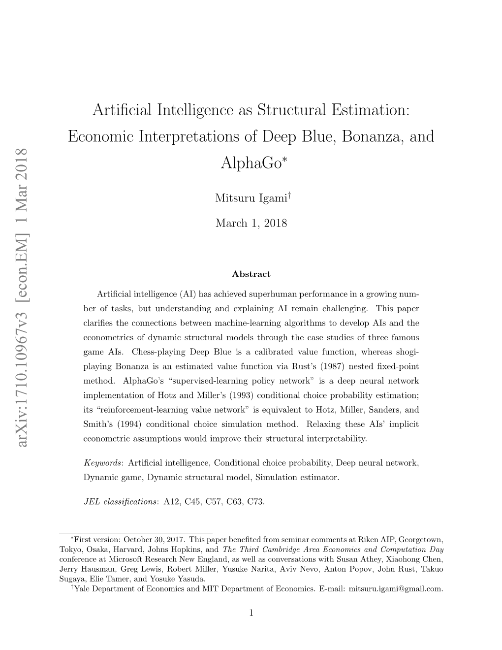 Artificial Intelligence As Structural Estimation: Economic