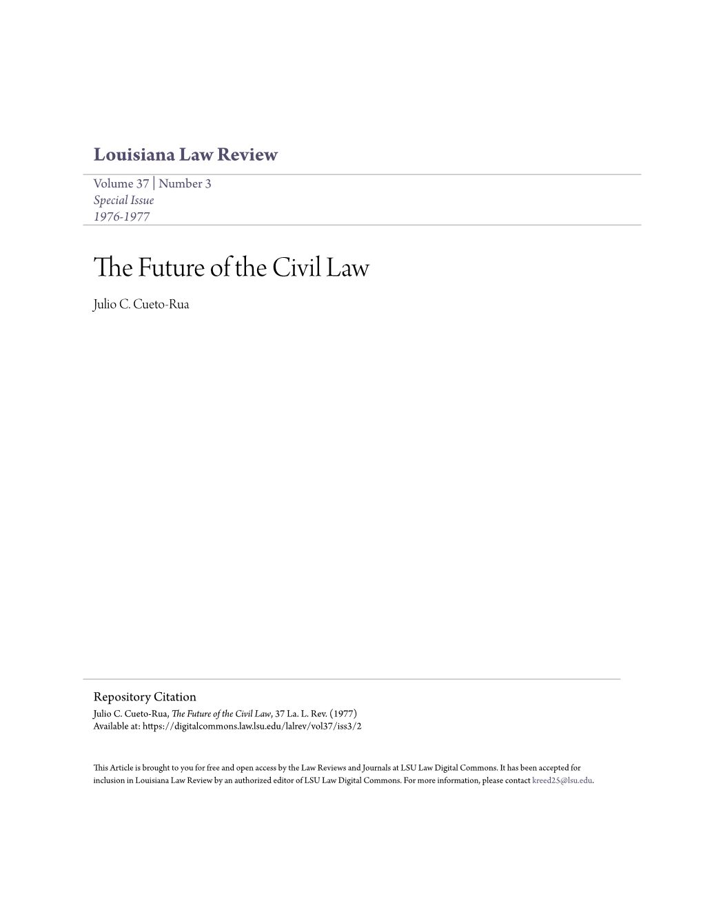 The Future of the Civil Law, 37 La