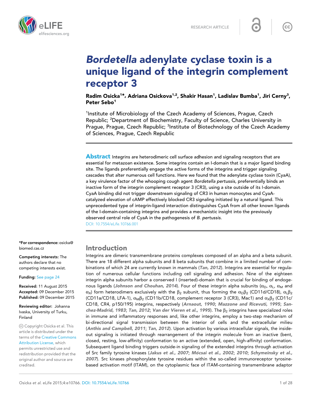 Bordetella Adenylate Cyclase Toxin Is a Unique Ligand of the Integrin