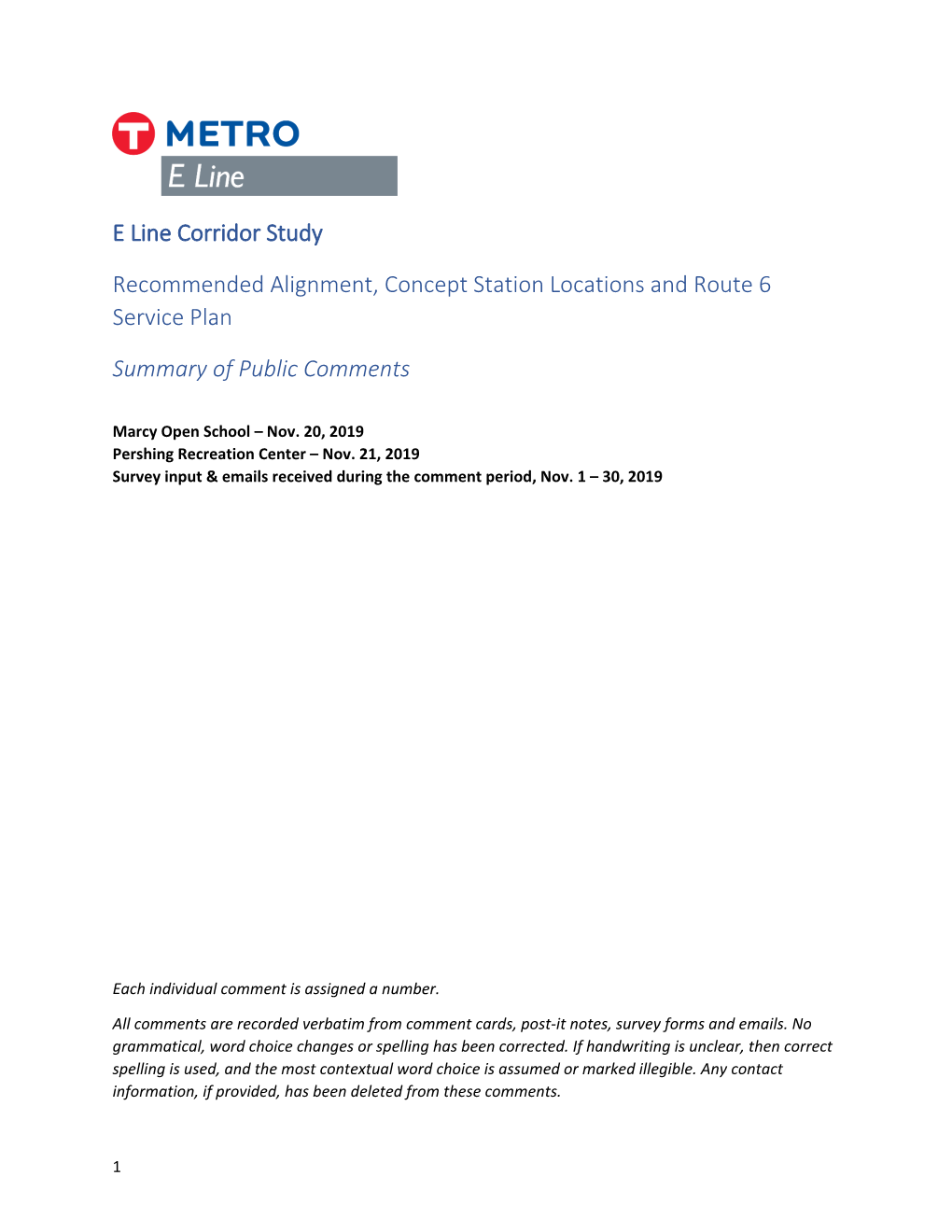 E Line Corridor Study Recommended Alignment, Concept Station