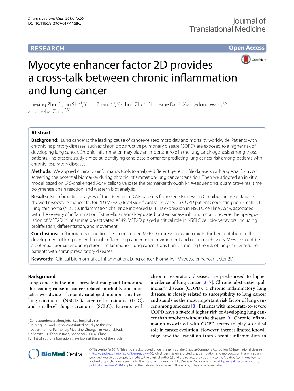 Myocyte Enhancer Factor 2D Provides a Cross-Talk Between Chronic