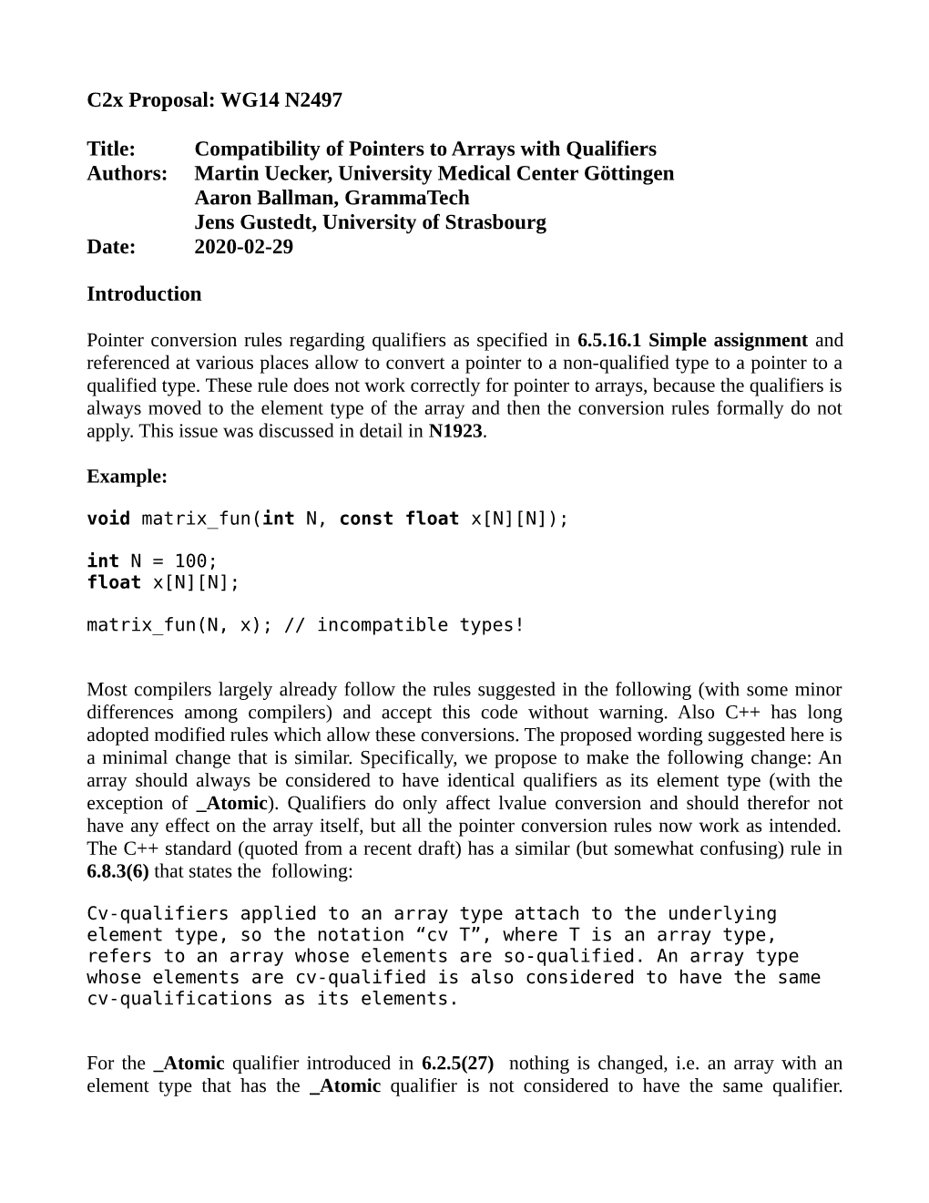 C2x Proposal: WG14 N2497 Title: Compatibility Of