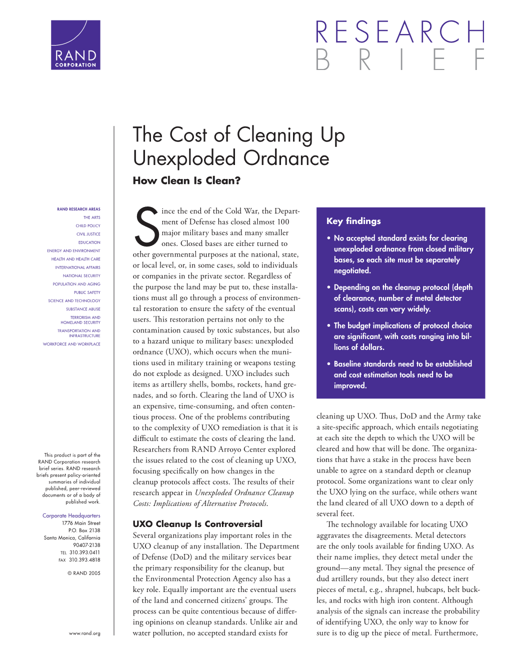 The Cost of Cleaning up Unexploded Ordnance How Clean Is Clean?