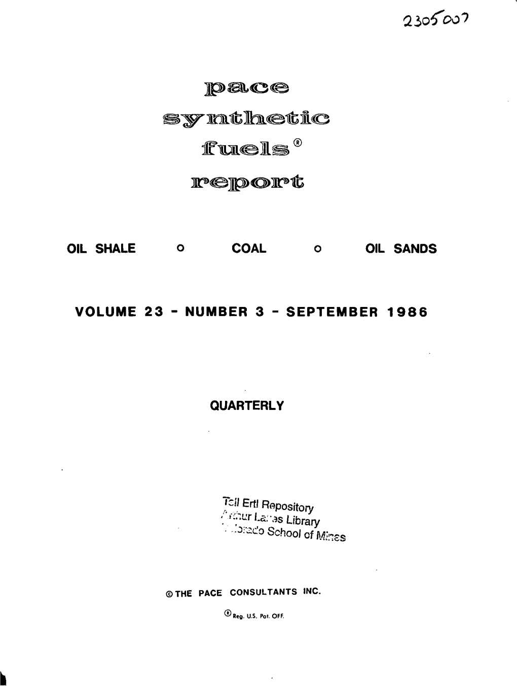 PACE Synthetic Fuels Report V. 23 No. 3