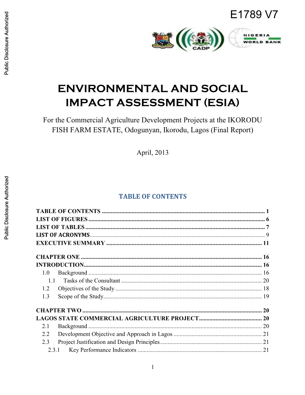 Environmental and Social Impact Assessment (Esia)