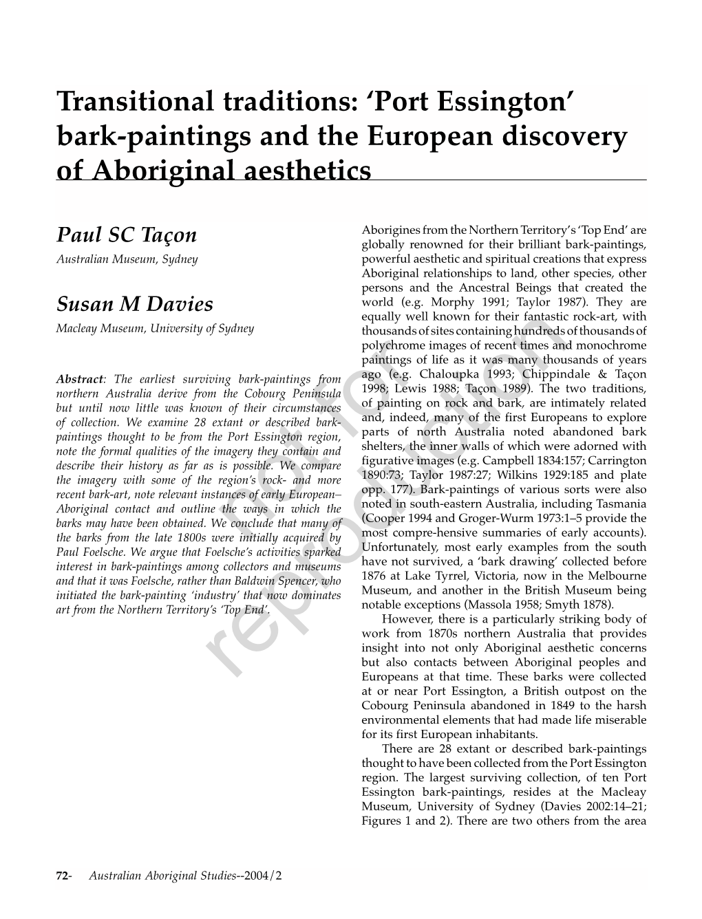 Port Essington’ Bark-Paintings and the European Discovery of Aboriginal Aesthetics