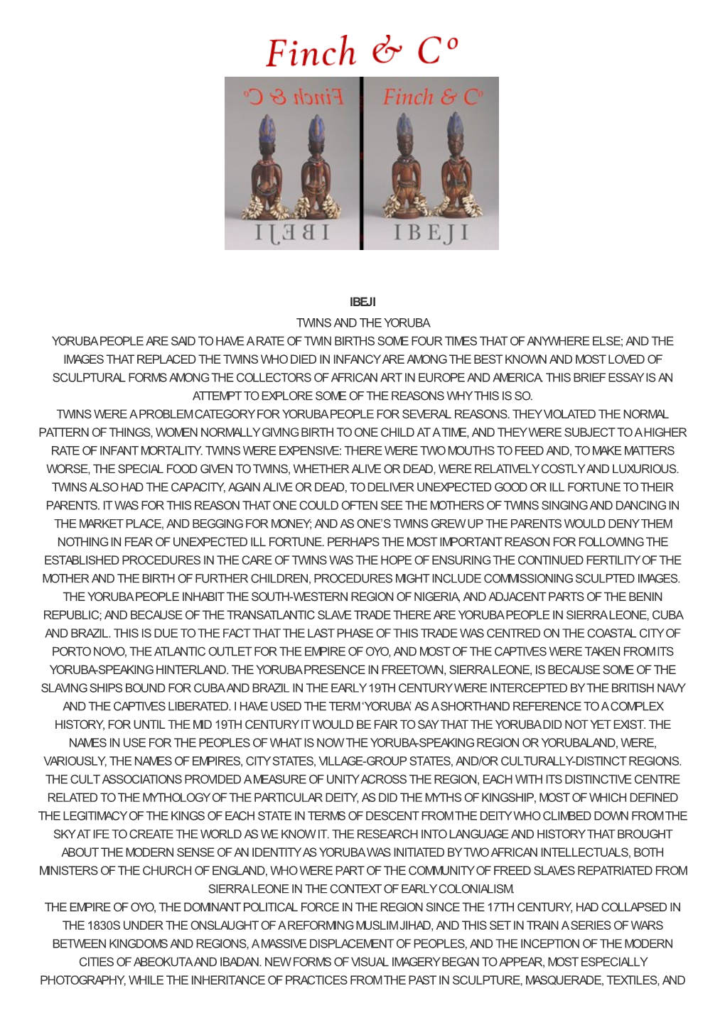 Ibeji Twins and the Yoruba Yoruba People