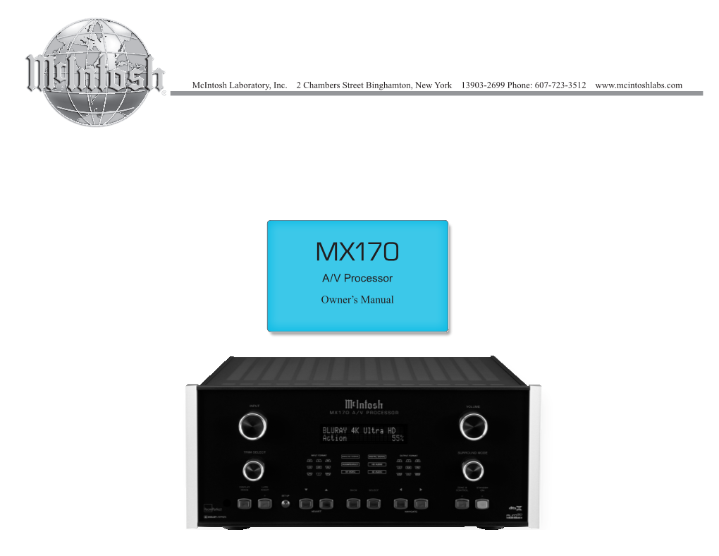 MX170 A/V Processor Owner's Manual