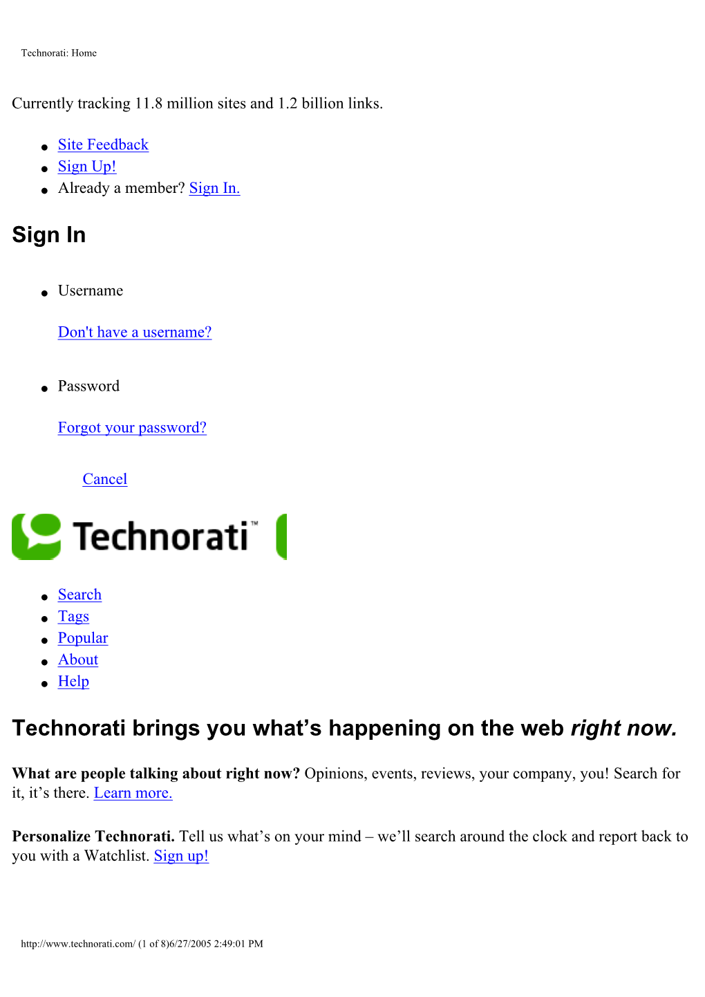 Sign in Technorati Brings You What's Happening on the Web Right Now
