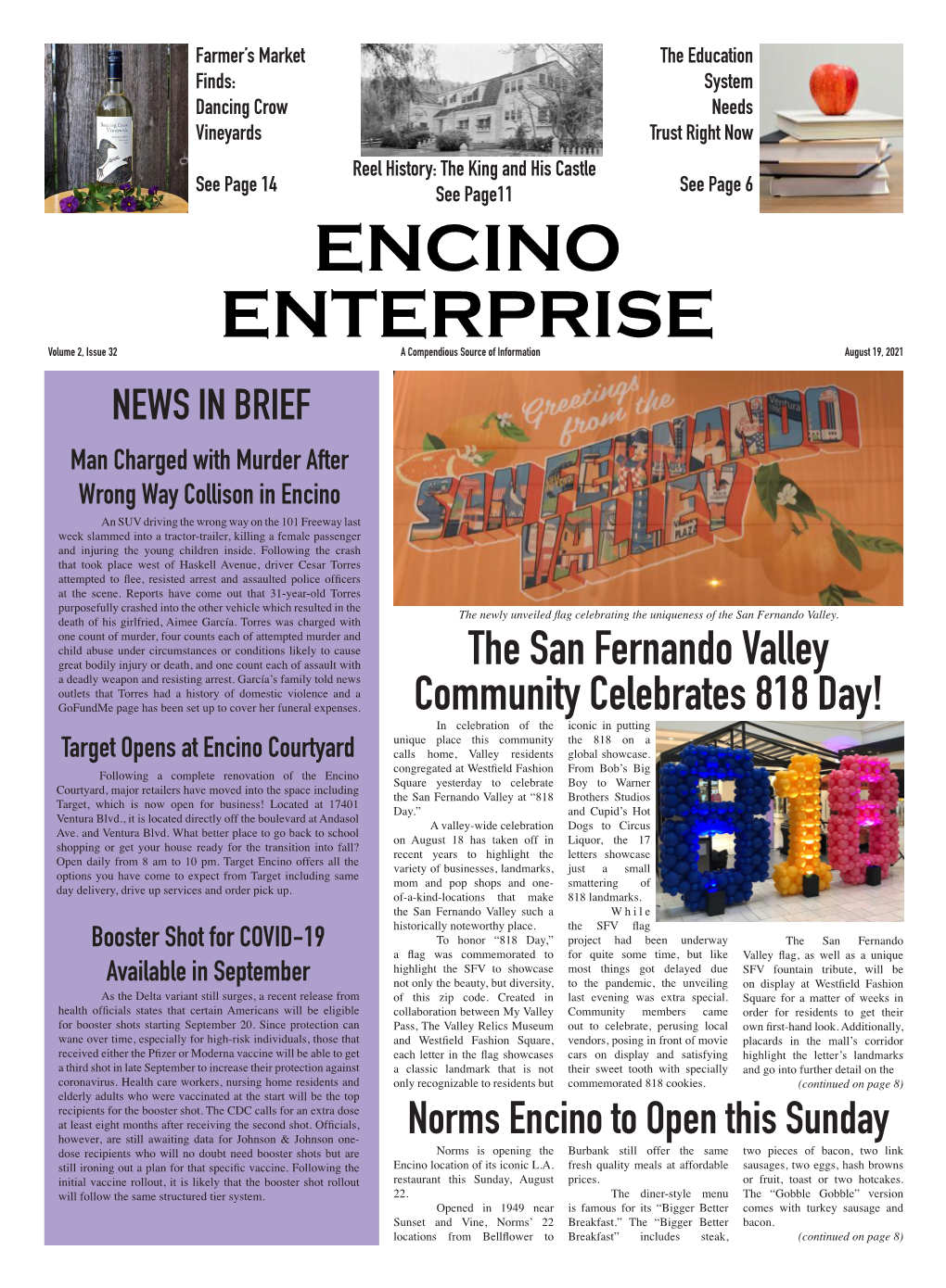 ENCINO ENTERPRISE Volume 2, Issue 32 a Compendious Source of Information August 19, 2021