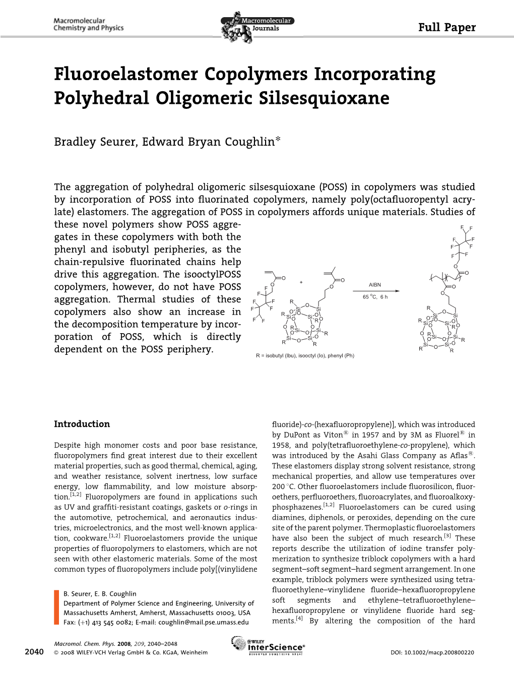 Fluoroelastomer Copolymers Incorporating Polyhedral Oligomeric Silsesquioxane