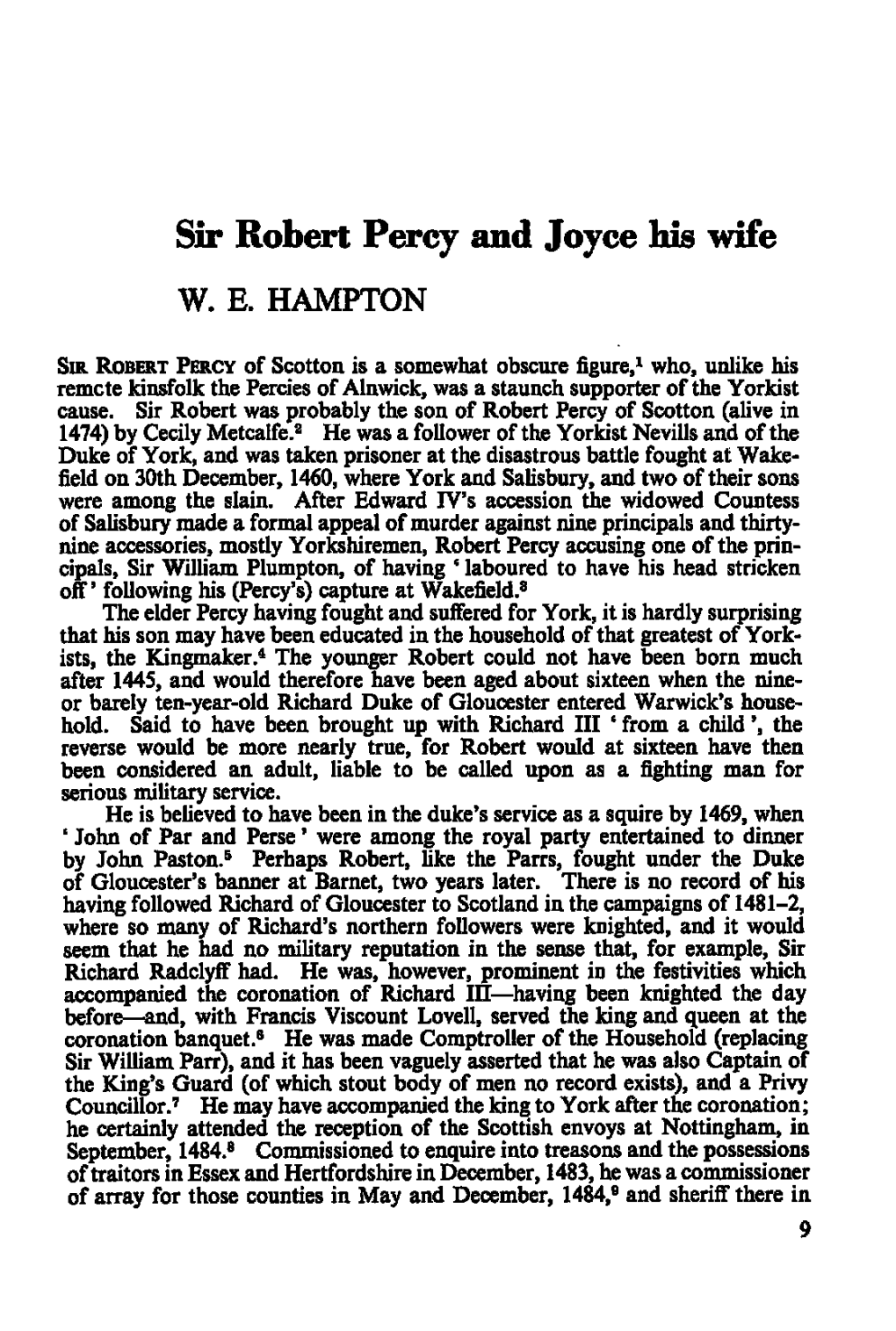Sir Robert Percy and Joyce His Wife