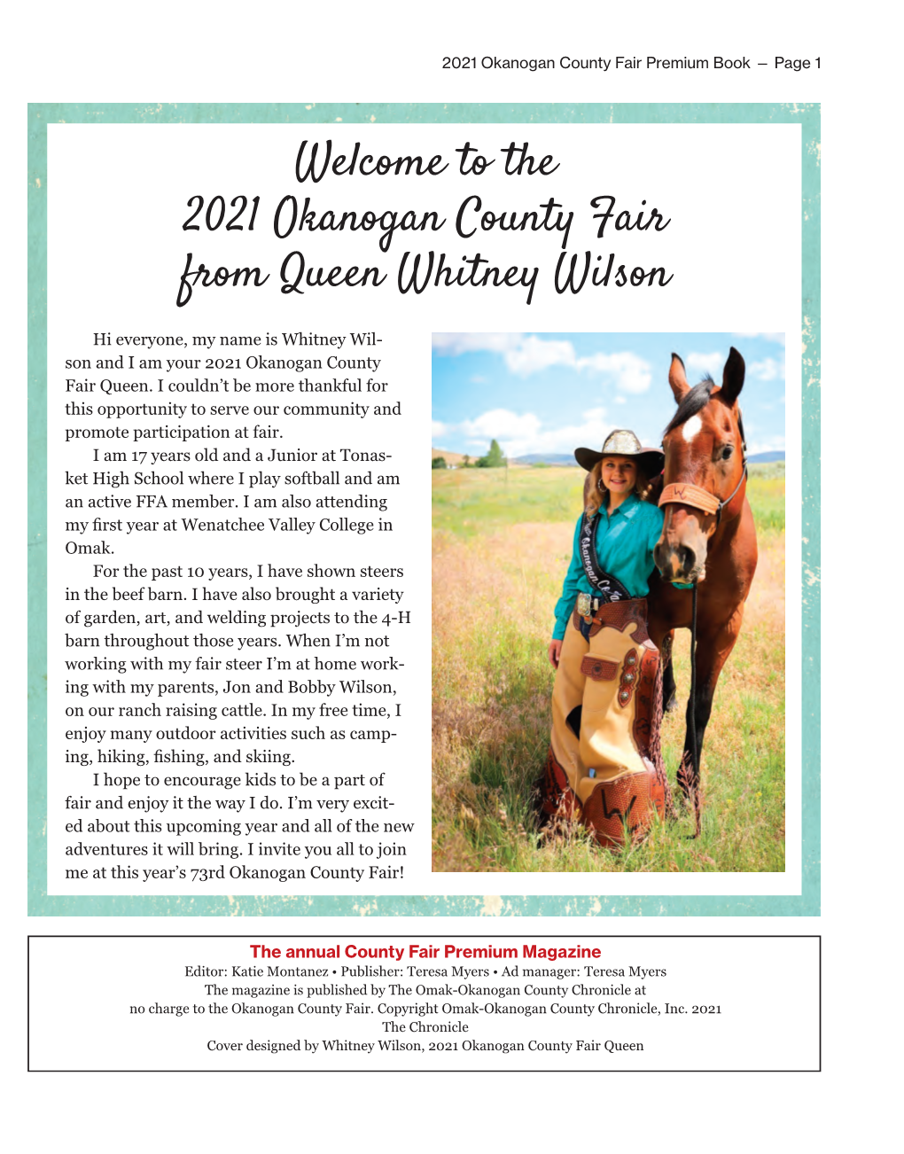 The 2021 Okanogan County Fair from Queen Whitney Wilson