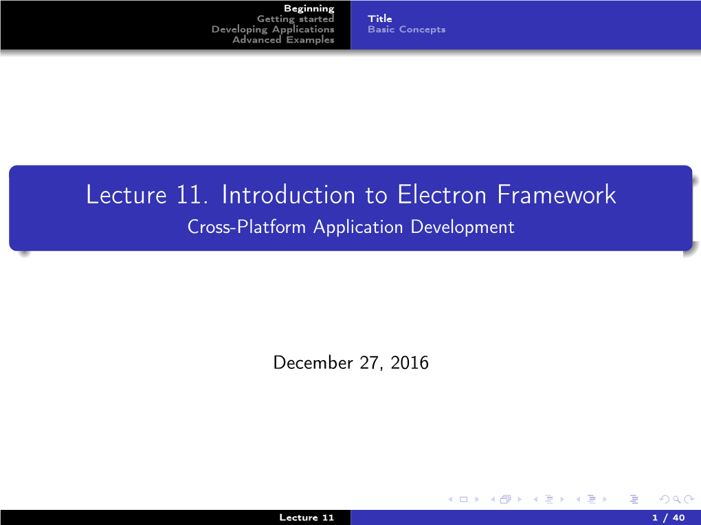 Lecture 11. Introduction to Electron Framework Cross-Platform Application Development