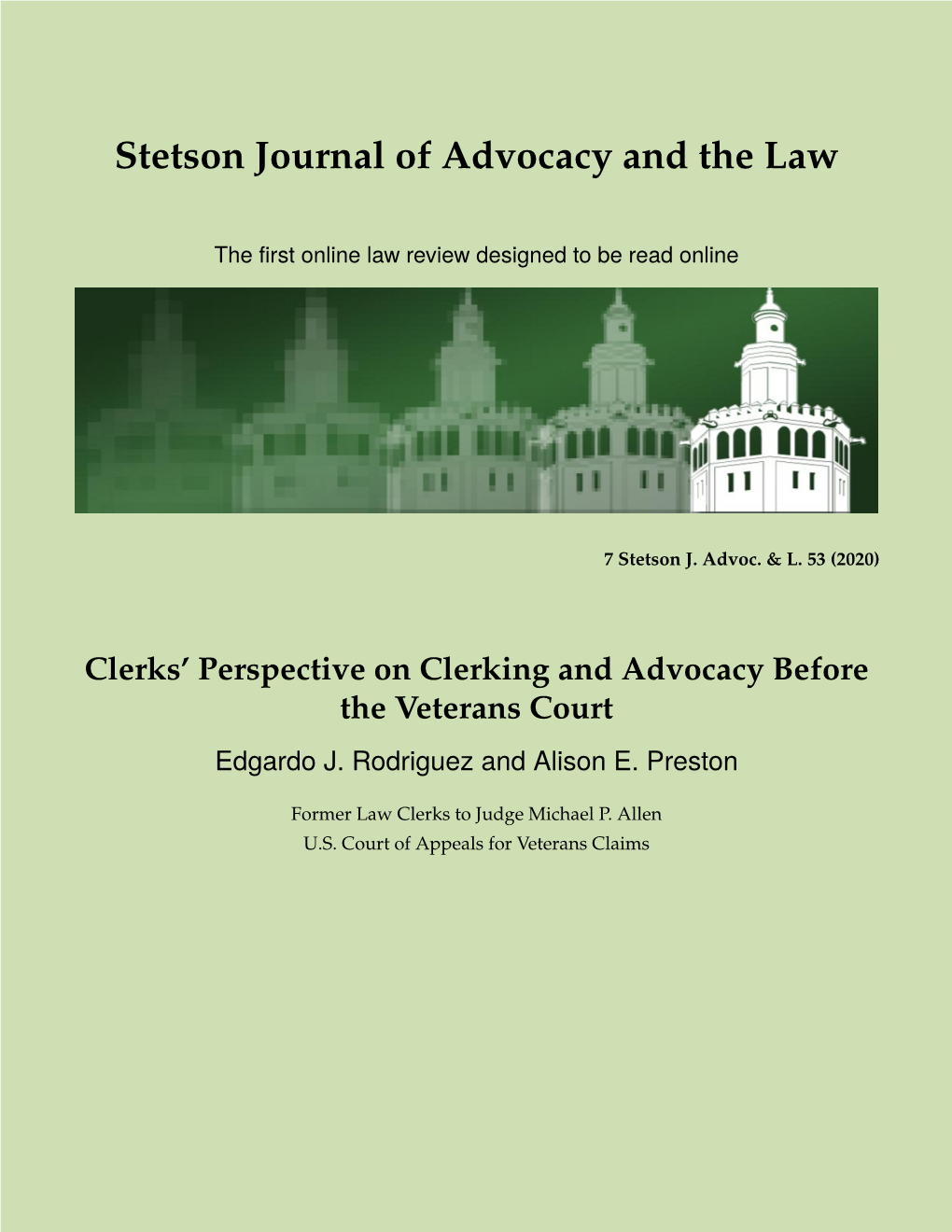 Clerks' Perspective on Clerking and Advocacy Before the Veterans Court