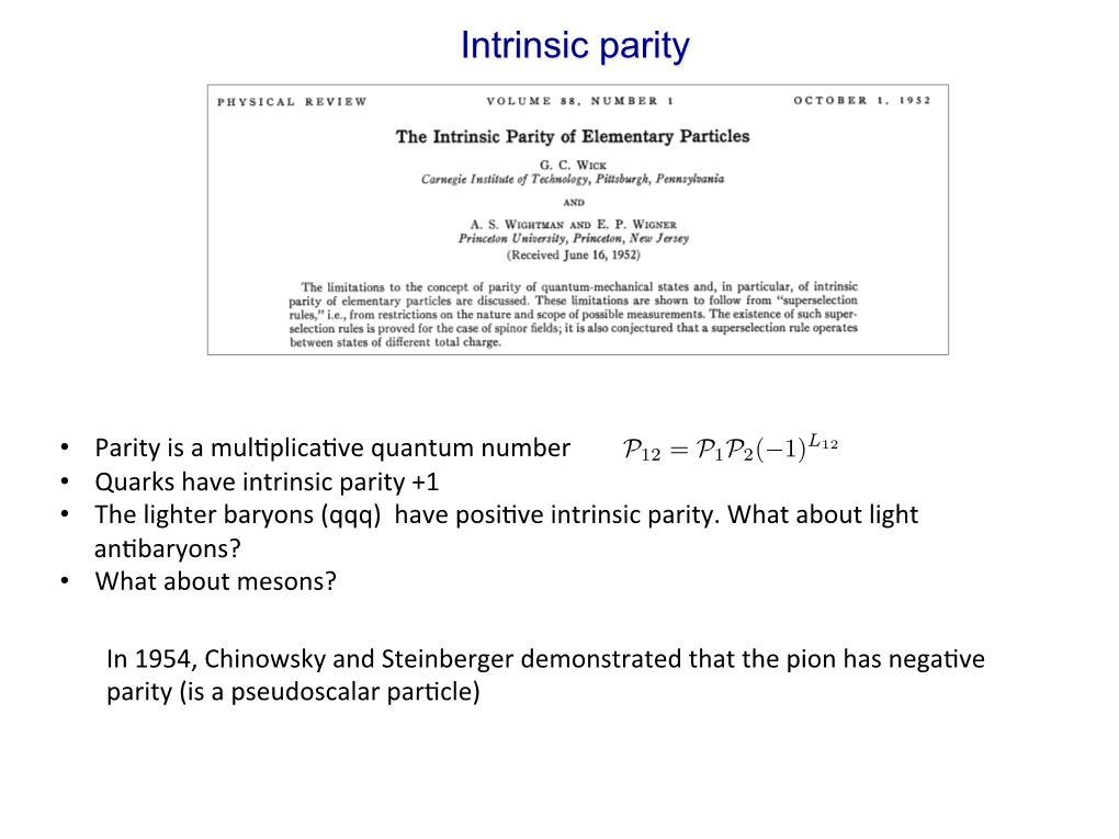 Intrinsic Parity