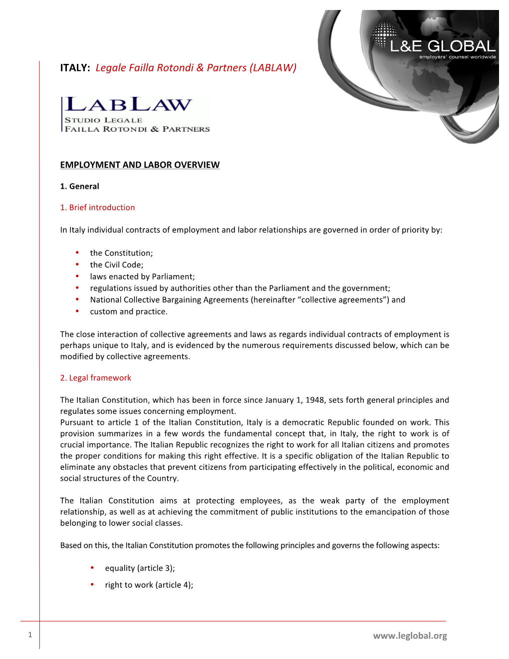 ITALY: Legale Failla Rotondi & Partners (LABLAW)