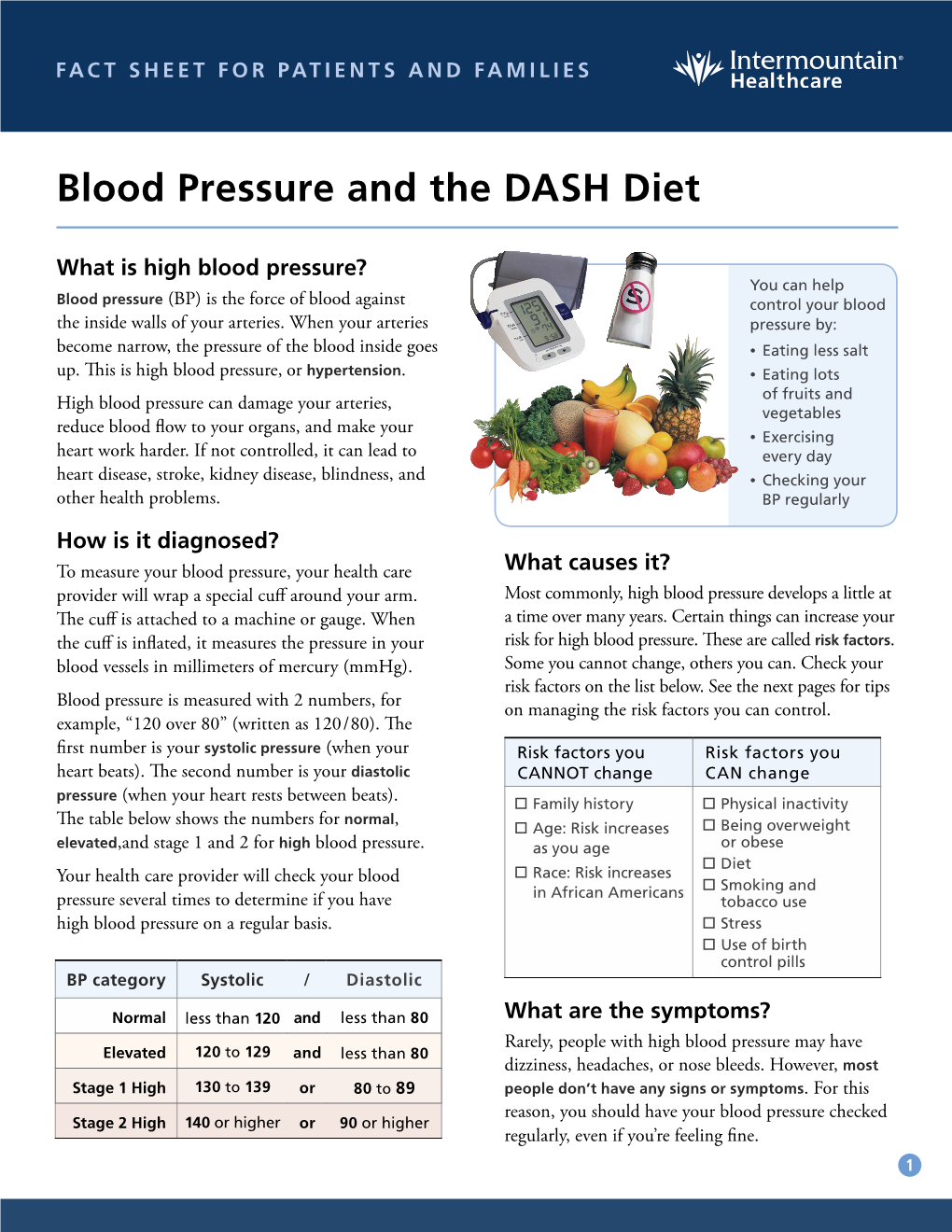Blood Pressure and the DASH Diet