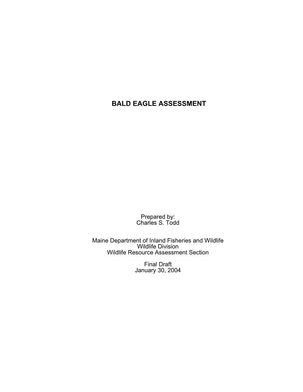 Bald Eagle Species Assessment