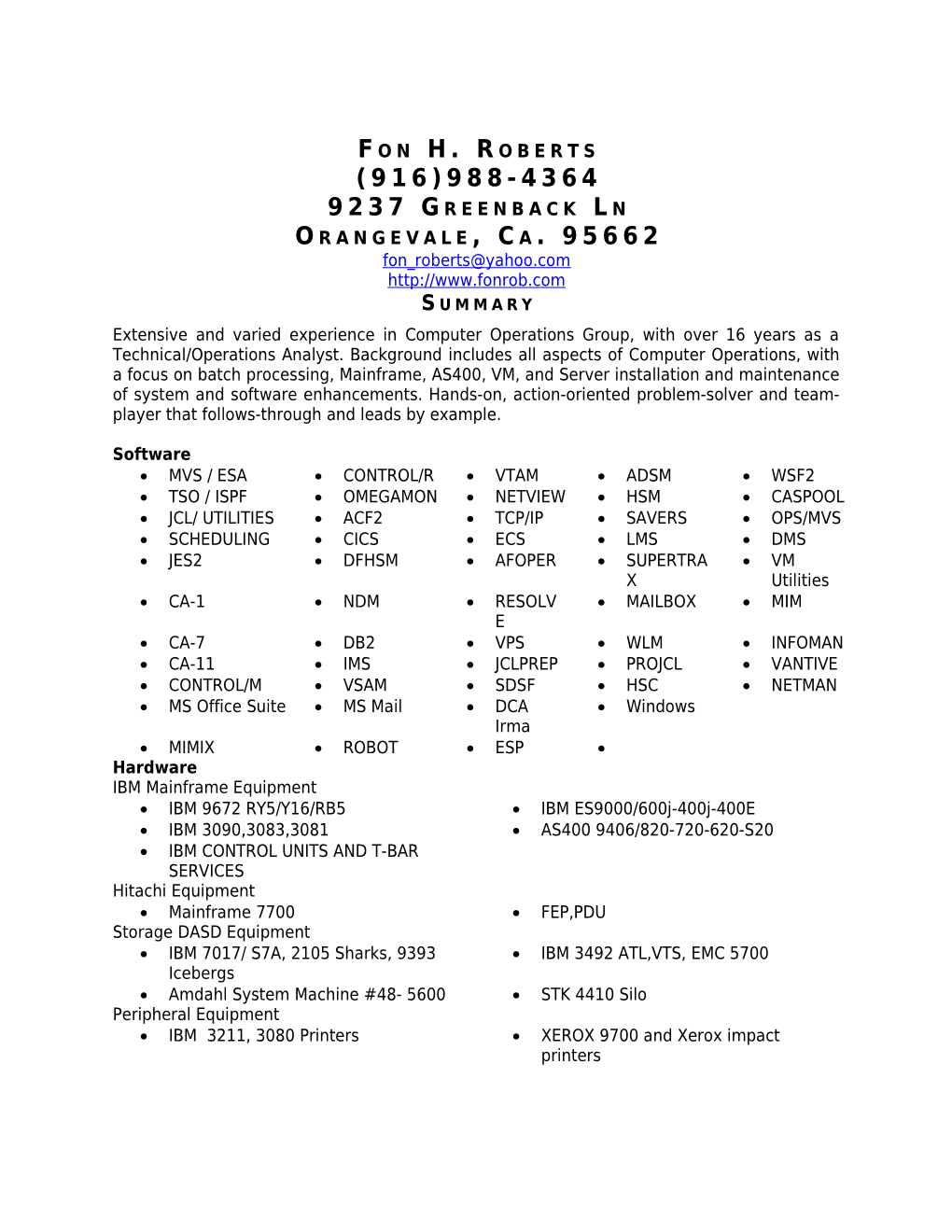 Draft Chronological Resume