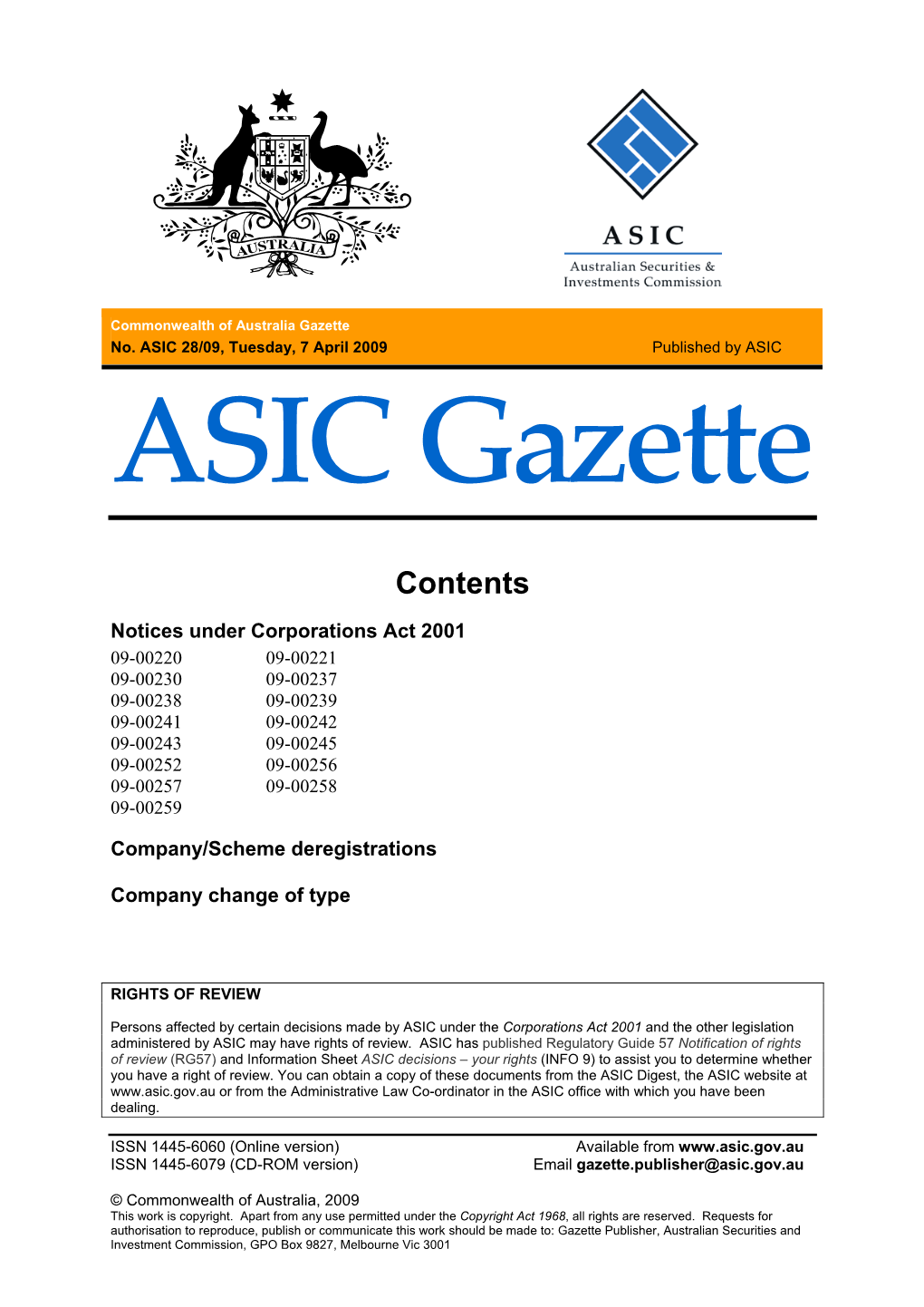 ASIC Gazette