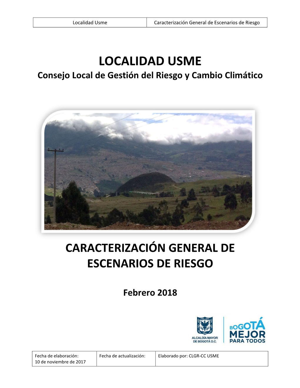 Localidad Usme Caracterización General De Escenarios De Riesgo