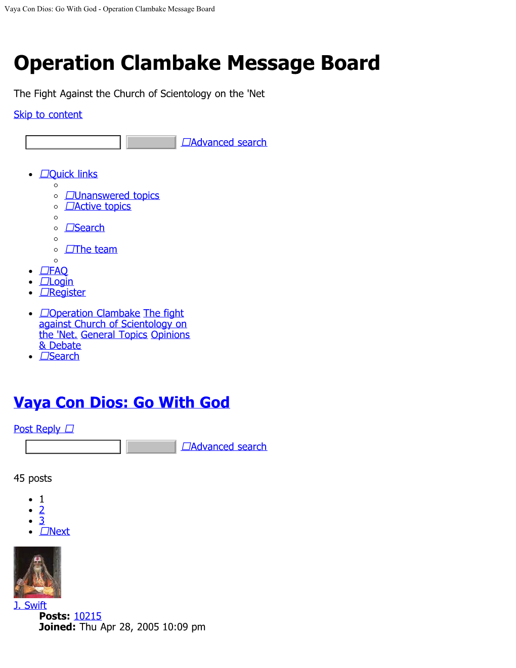 Vaya Con Dios: Go with God - Operation Clambake Message Board