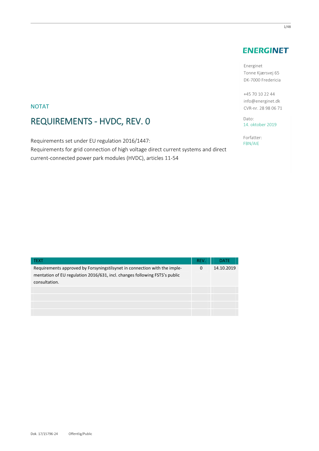 Requirements - Hvdc, Rev
