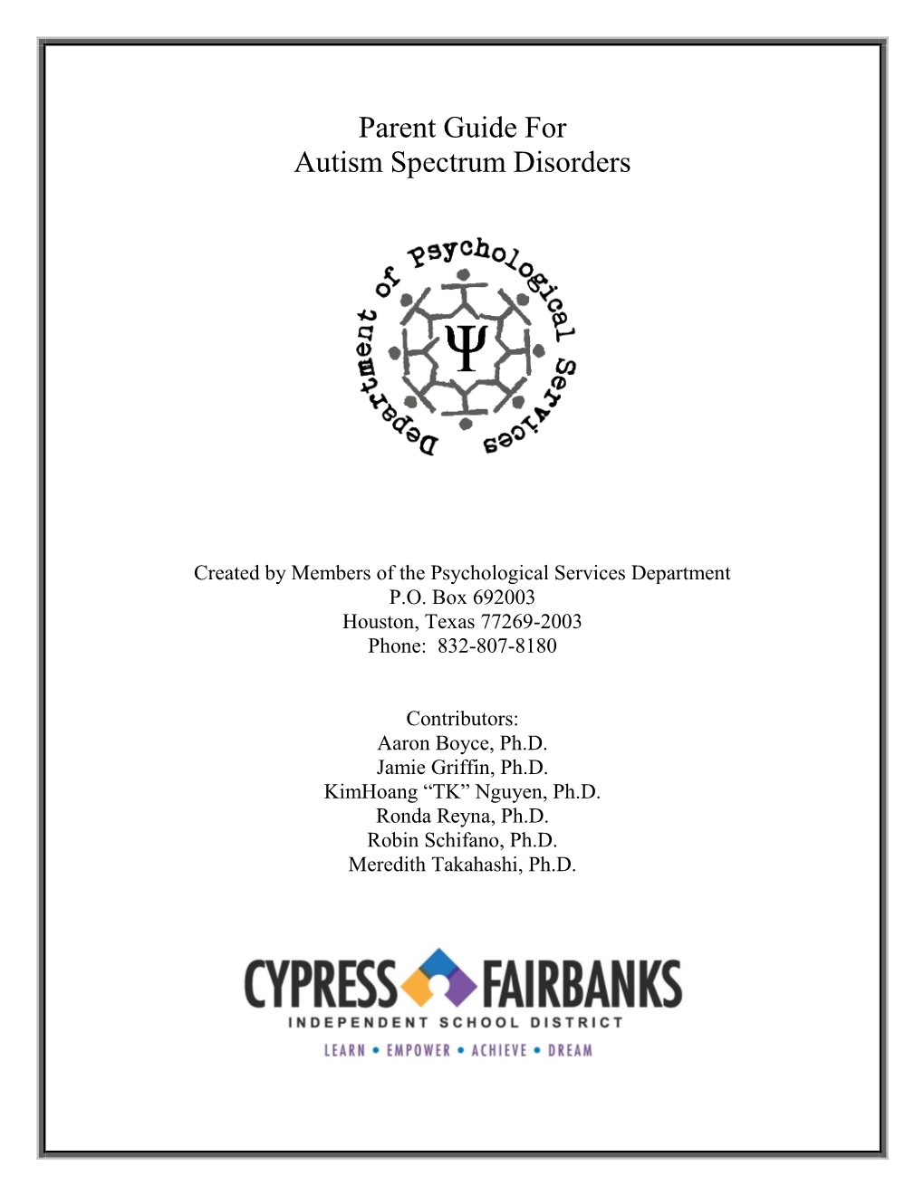 Parent Guide for Autism Spectrum Disorders