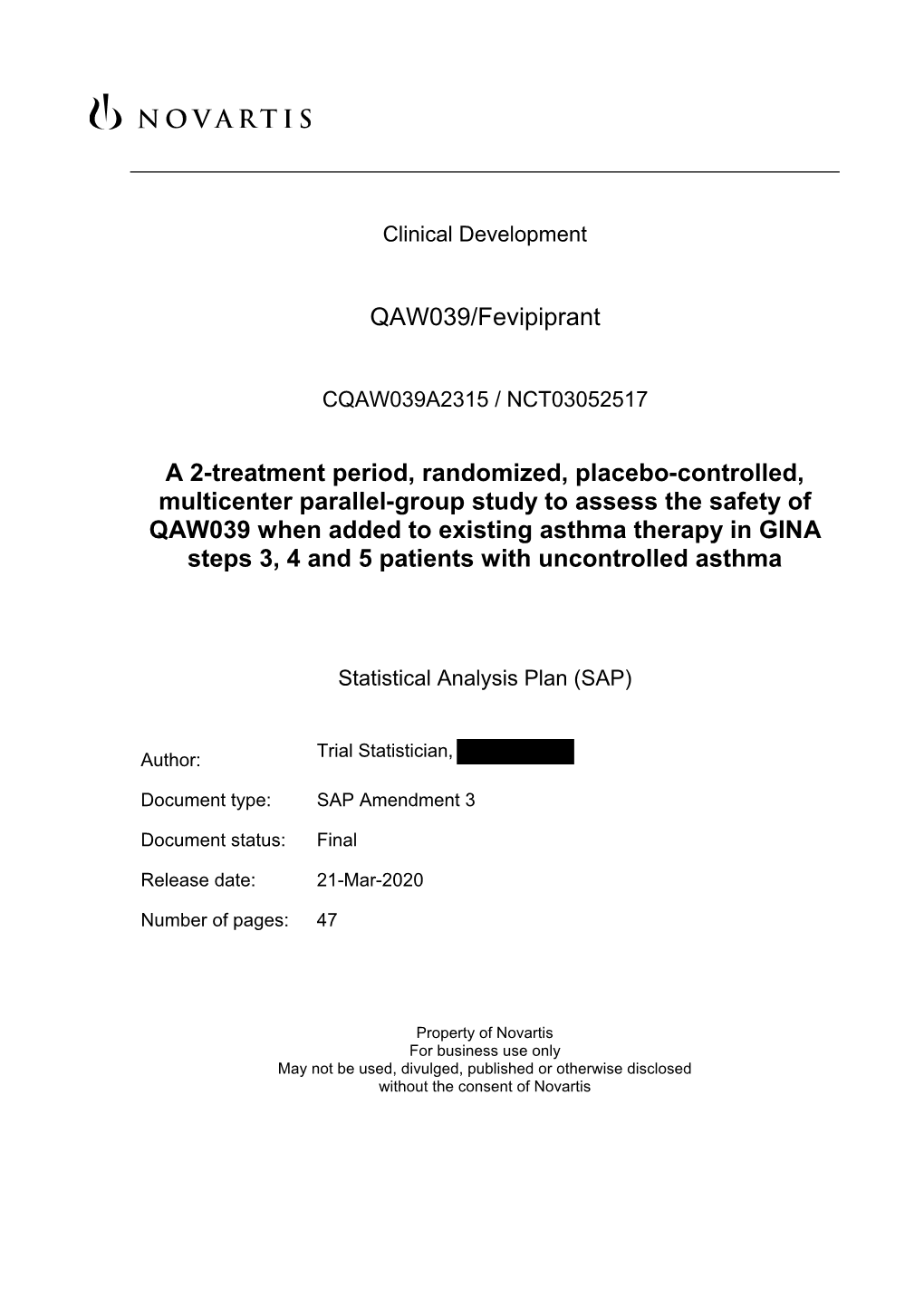 Statistical Analysis Plan (SAP)