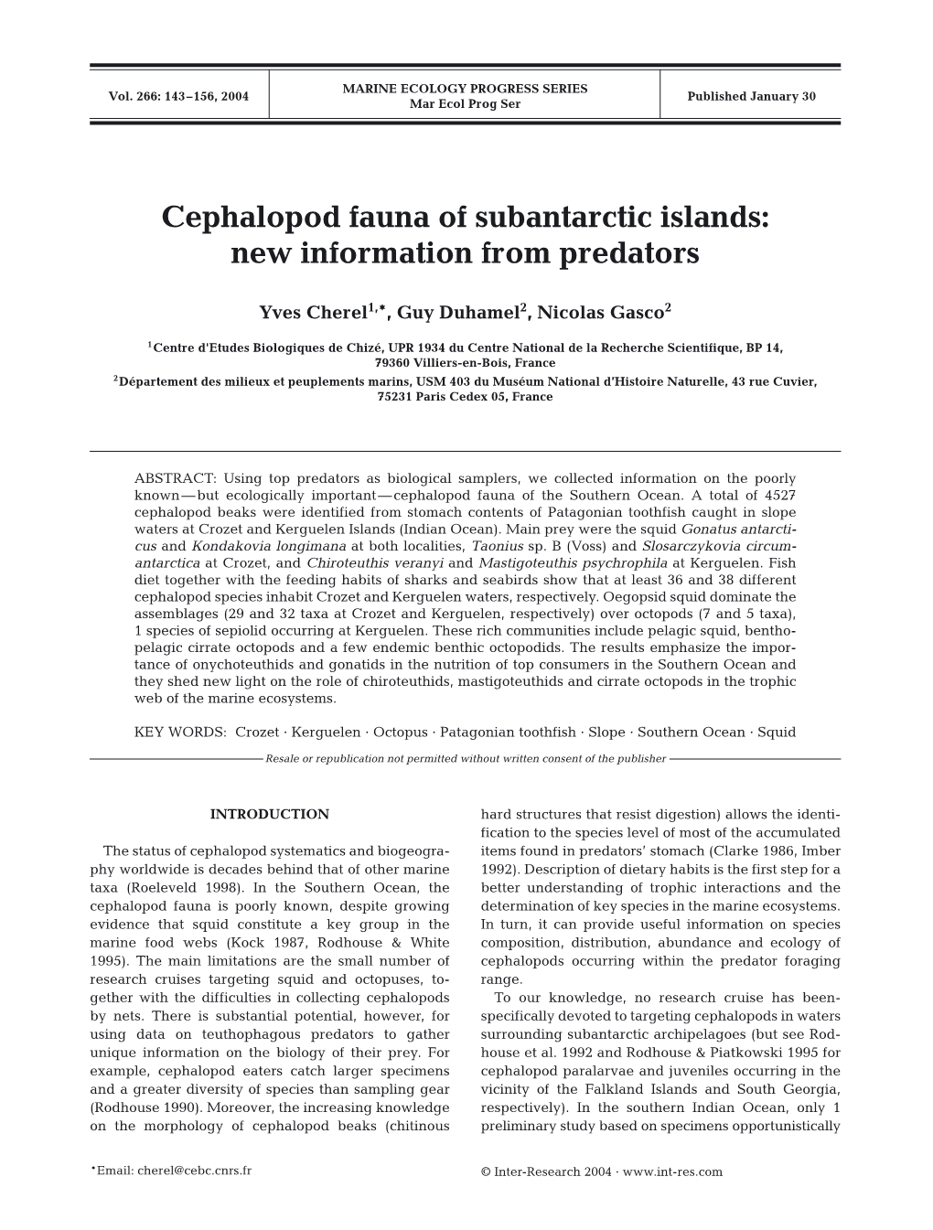 Cephalopod Fauna of Subantarctic Islands: New Information from Predators