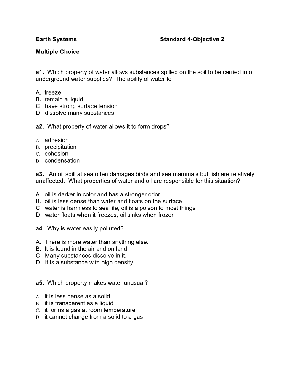 Earth Systems Standard 4-Objective 2