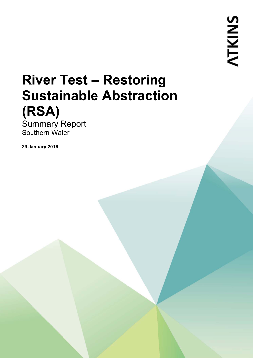 River Test – Restoring Sustainable Abstraction (RSA) Summary Report Southern Water